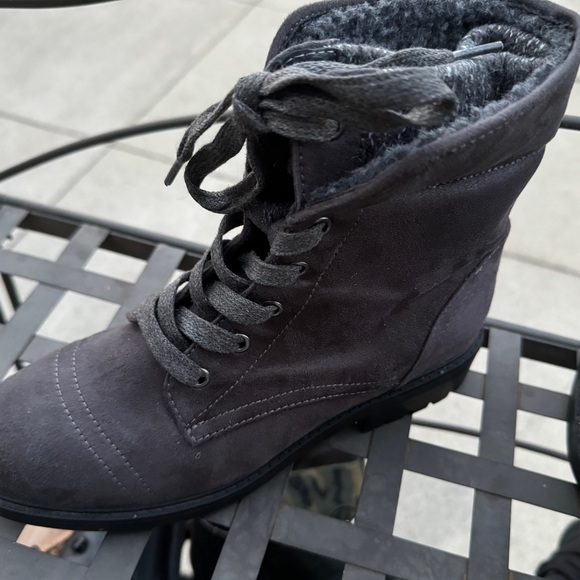 Serra Charcoal/Brown Lace-Up Moto Boots - Picture 4 of 7